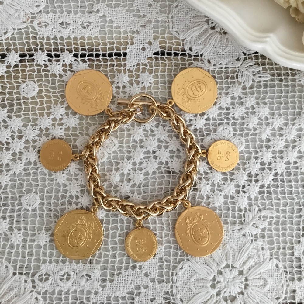 Vintage Christian Dior Gold Charm Bracelet